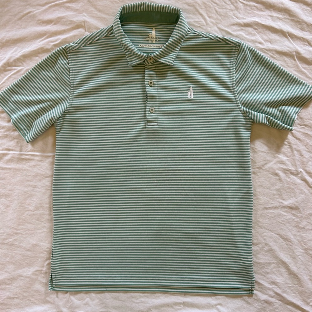 Johnnie-O Prep-formance Boy’s Striped Polo Shirt - Green size 14